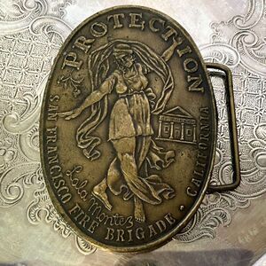 Vintage Protection Lola Montez San Francisco California Fire Brigade Belt Buckle